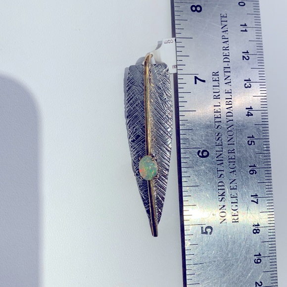 Sterling Silver Yellow Gold Plated Opal Dangle Pendant - Picture 3 of 4